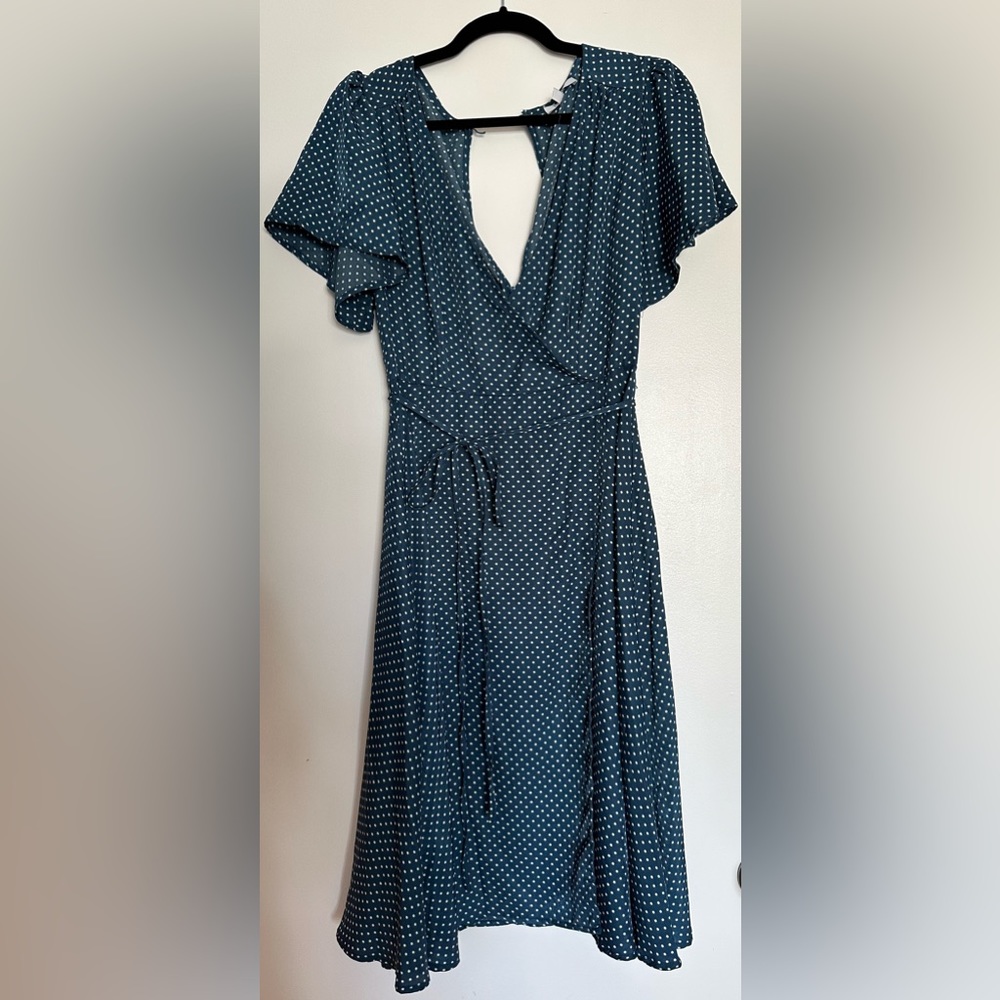 Lucy Paris Blue Dot Midi Dress Size S